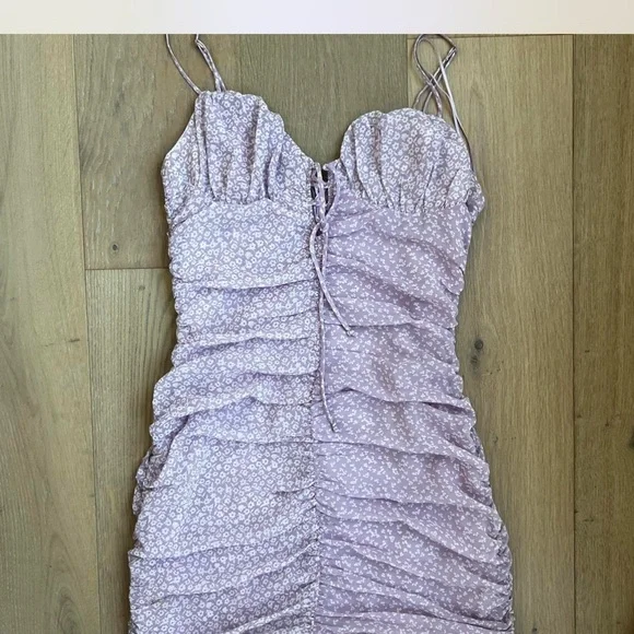 Cotton Candy Lilac Floral Mini Dress - Picture 1 of 7